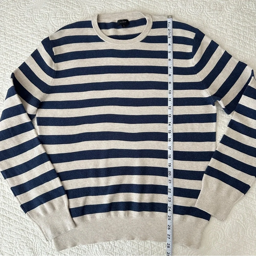 J.Crew Men's Striped Crewneck Sweater 100% Cotton Size Large K3602